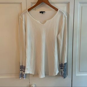 Spence Knits White Long sleeve with blue cuffs
